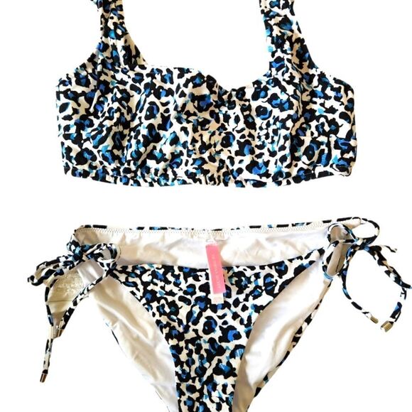 VICTORIA'S Secret Blue and White Leopard Bikini Swimsuit - Picture 1 of 5